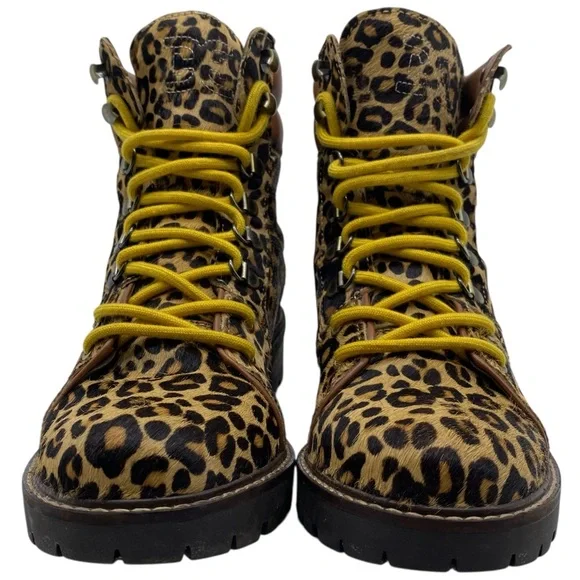 Sam Edelman Womens Shoes Tamia Combat Boots 7 Calf Hair Leather Leopard Lace Up - Picture 7 of 13